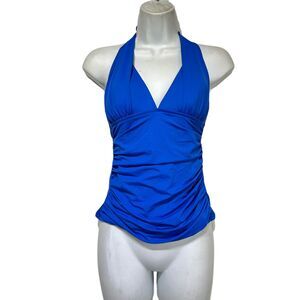 La Blanca Womens LB0IG84 Indigo Island Goddess Halter Tankini Swim Top Size 4